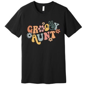 Retro Groovy Aunt Matching Family 1st Birthday Party Premium T-Shirt