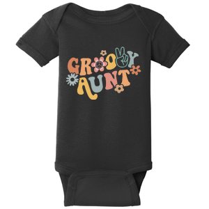 Retro Groovy Aunt Matching Family 1st Birthday Party Baby Bodysuit