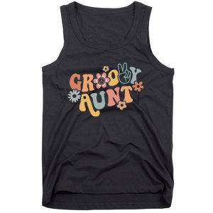 Retro Groovy Aunt Matching Family 1st Birthday Party Tank Top