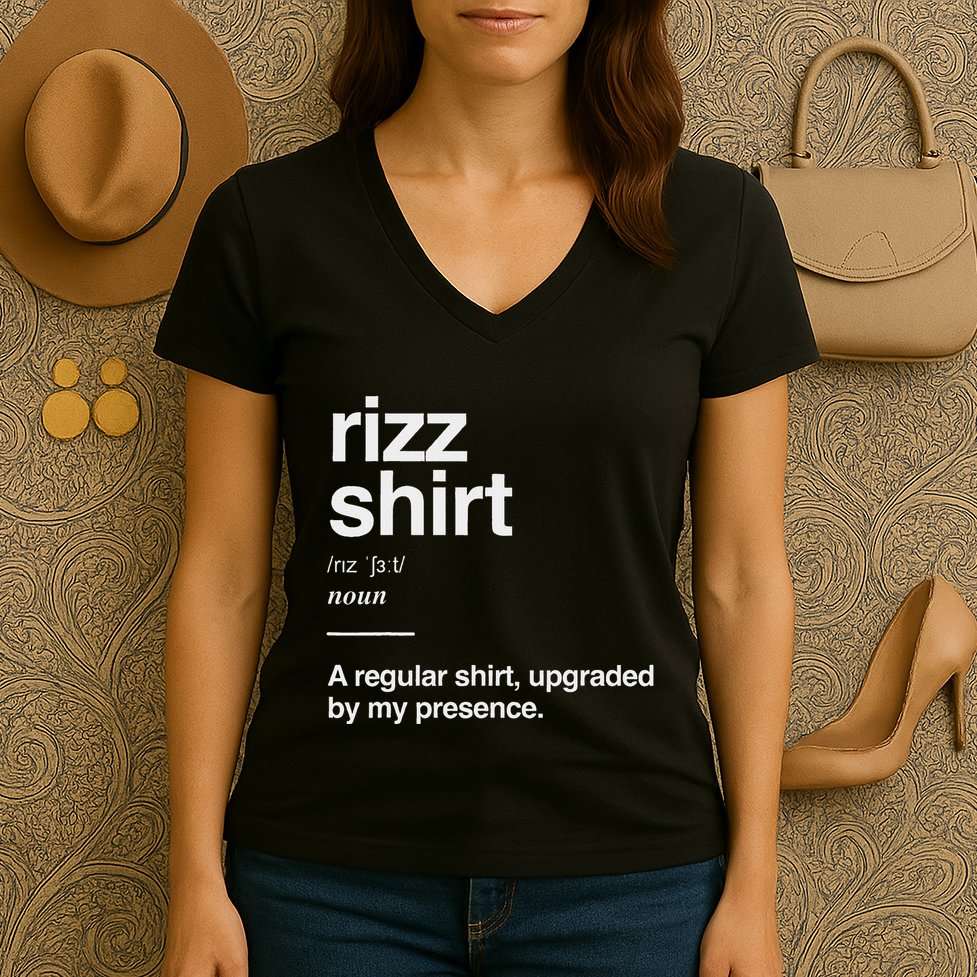 Rizz Gen Alpha Slang Charisma Meme Rizz Women's V-Neck T-Shirt