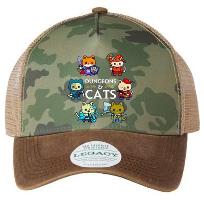 Rpg Gamer And Cats D20 Dice Nerdy Legacy Tie Dye Trucker Hat
