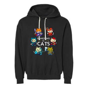 Rpg Gamer And Cats D20 Dice Nerdy Garment-Dyed Fleece Hoodie