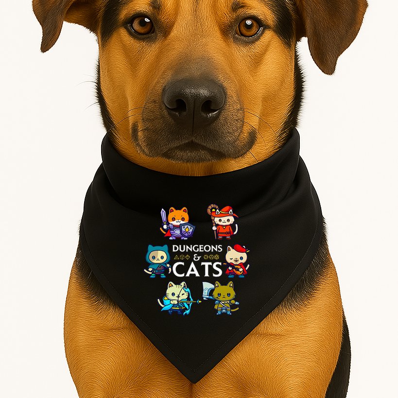 Rpg Gamer And Cats D20 Dice Nerdy USA-Made Doggie Bandana