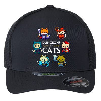 Rpg Gamer And Cats D20 Dice Nerdy Flexfit Unipanel Trucker Cap