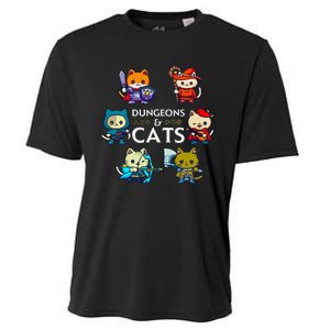 Rpg Gamer And Cats D20 Dice Nerdy Cooling Performance Crew T-Shirt