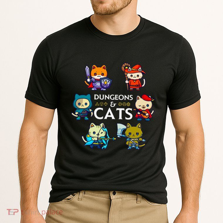 Rpg Gamer And Cats D20 Dice Nerdy Performance Shirt