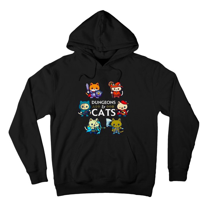 Rpg Gamer And Cats D20 Dice Nerdy Hoodie