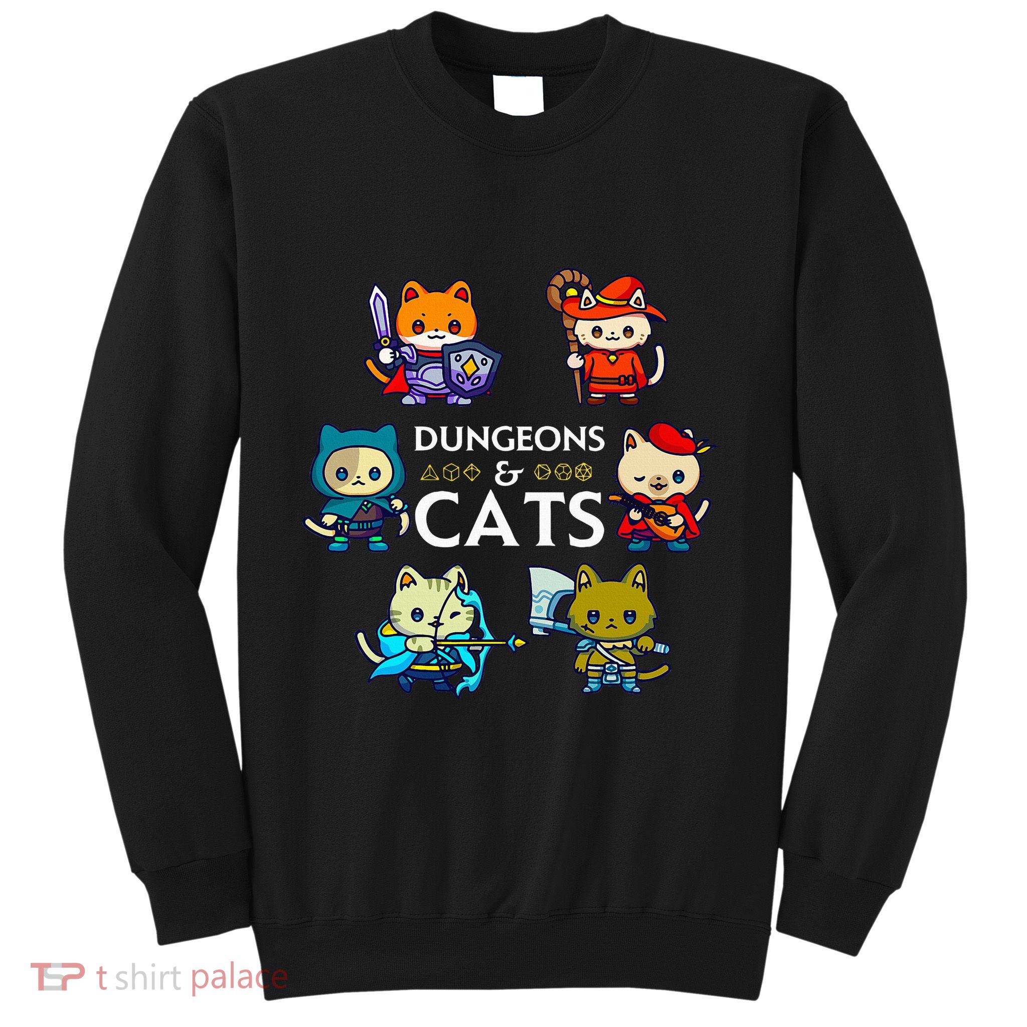 Rpg Gamer And Cats D20 Dice Nerdy Sweatshirt