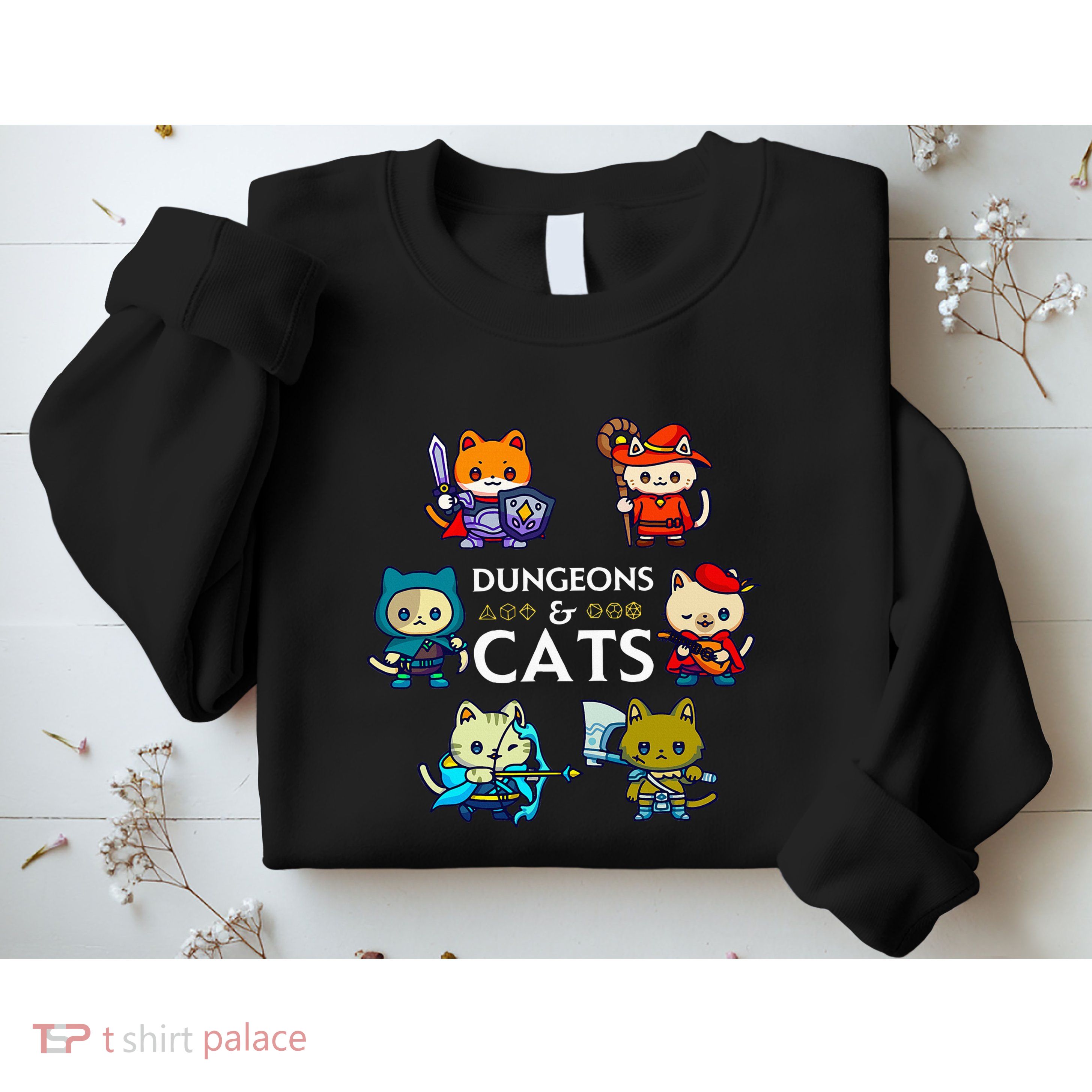 Rpg Gamer And Cats D20 Dice Nerdy Sweatshirt