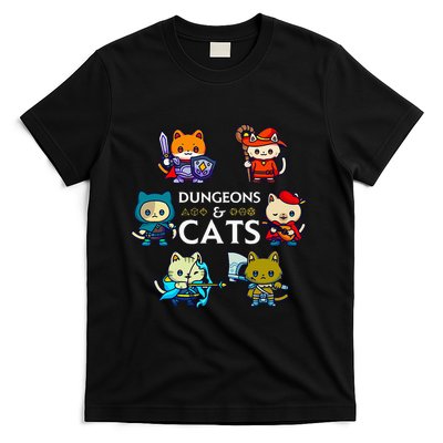 Rpg Gamer And Cats D20 Dice Nerdy T-Shirt