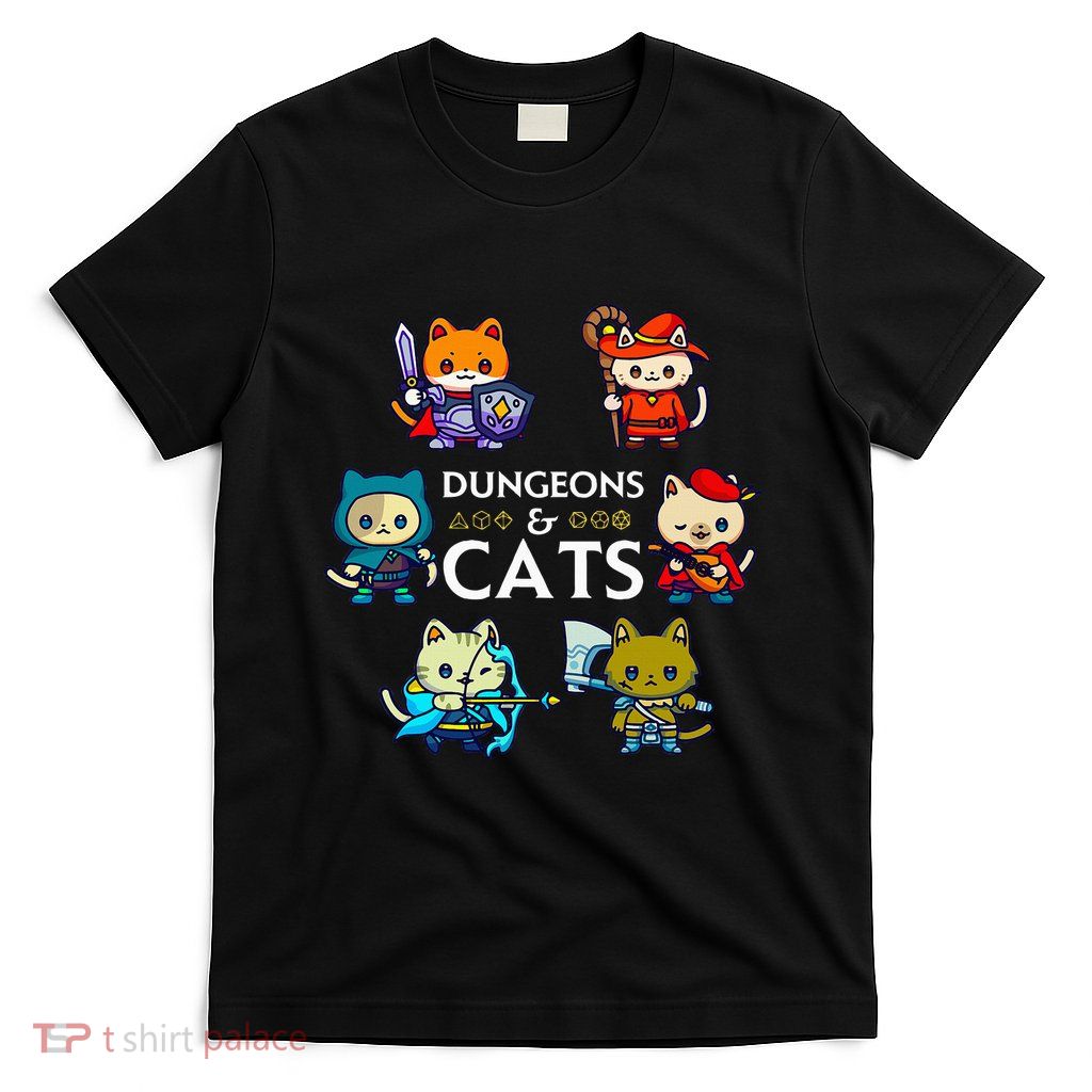 Rpg Gamer And Cats D20 Dice Nerdy T-Shirt