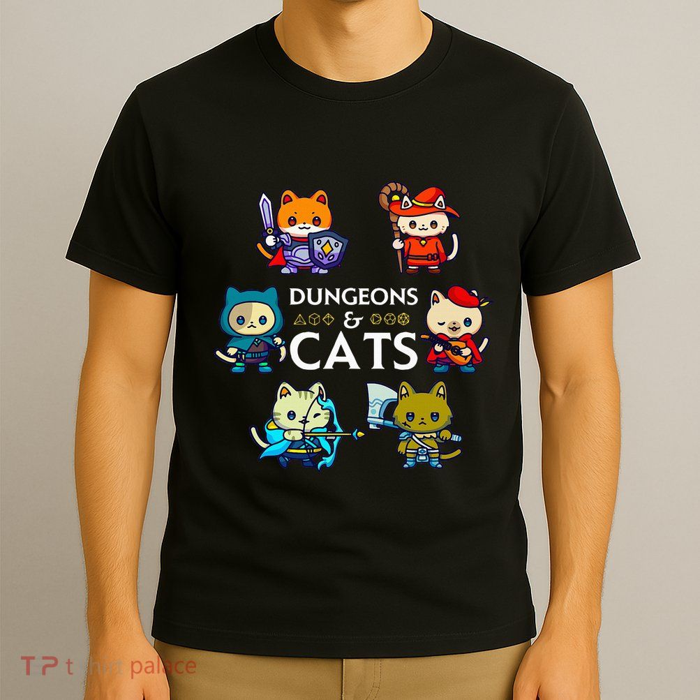 Rpg Gamer And Cats D20 Dice Nerdy T-Shirt