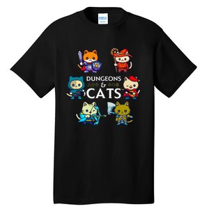 Rpg Gamer And Cats D20 Dice Nerdy Tall T-Shirt