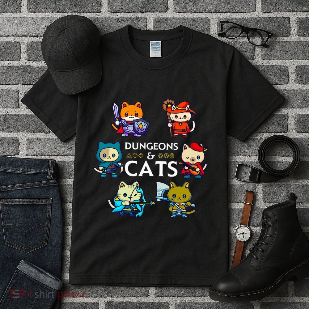 Rpg Gamer And Cats D20 Dice Nerdy Tall T-Shirt