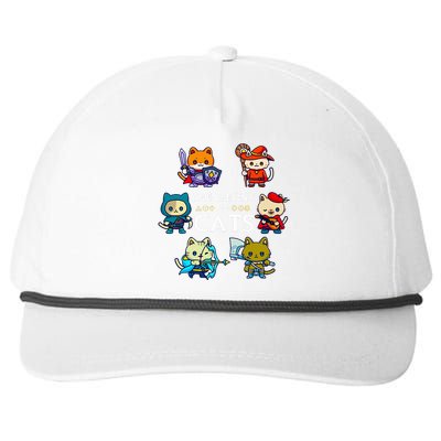 Rpg Gamer And Cats D20 Dice Nerdy Snapback Five-Panel Rope Hat