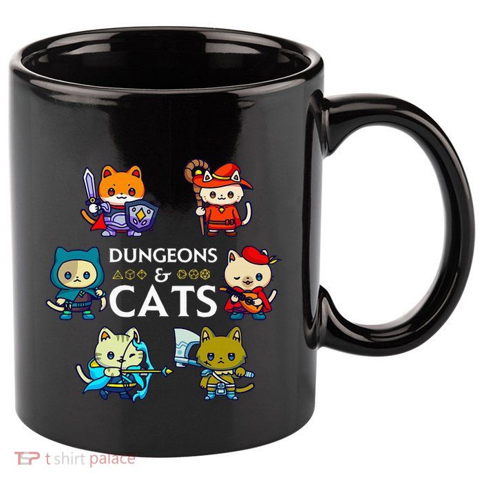 Rpg Gamer And Cats D20 Dice Nerdy 11oz C Handle Ceramic Mug