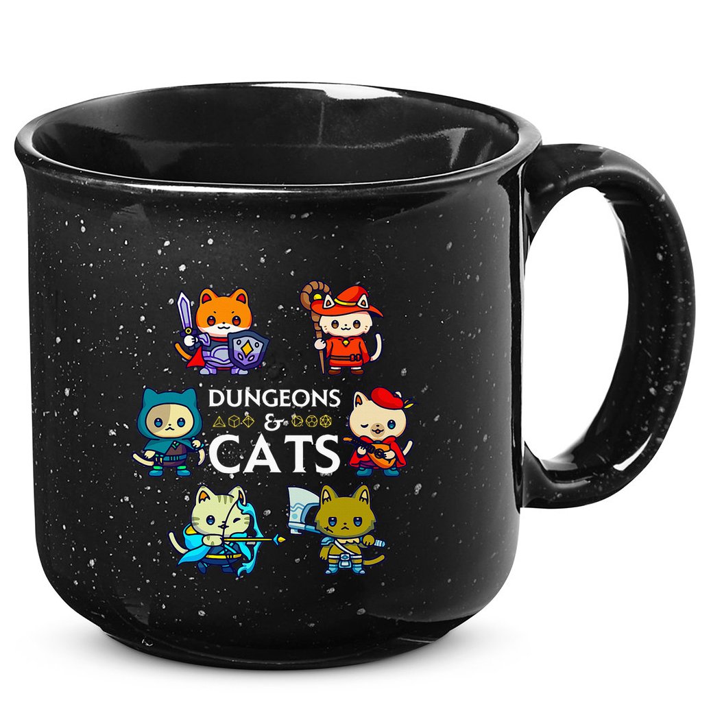 Rpg Gamer And Cats D20 Dice Nerdy 15oz Campfire Ceramic Mug