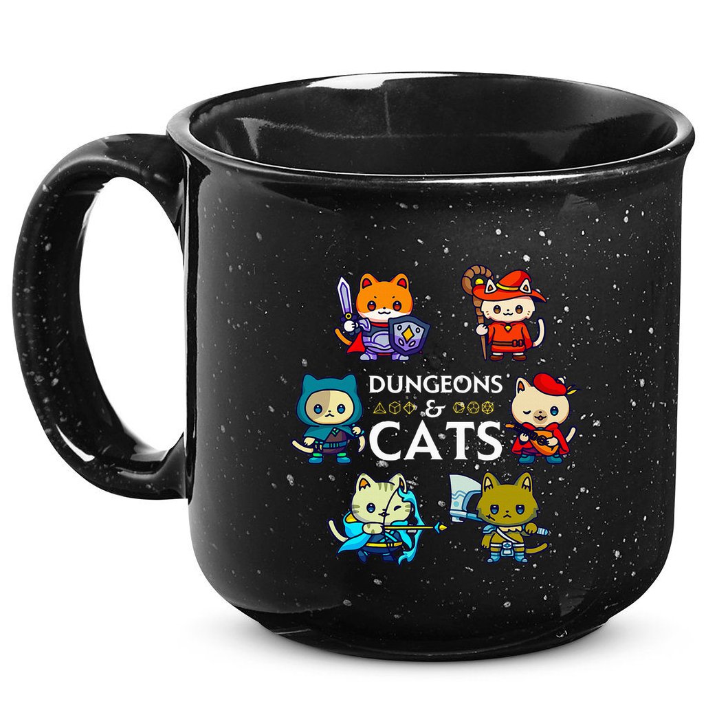 Rpg Gamer And Cats D20 Dice Nerdy 15oz Campfire Ceramic Mug