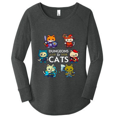 Rpg Gamer And Cats D20 Dice Nerdy Women's Perfect Tri Tunic Long Sleeve Shirt