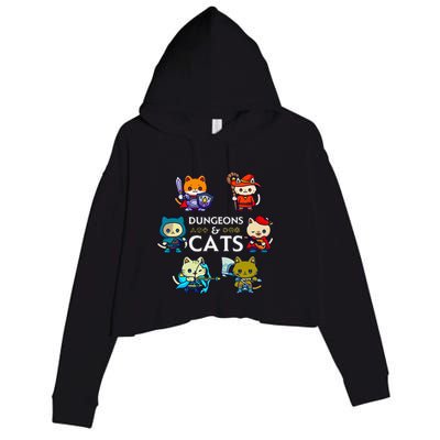 Rpg Gamer And Cats D20 Dice Nerdy Crop Fleece Hoodie
