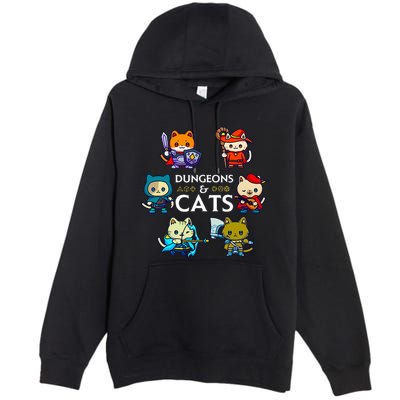 Rpg Gamer And Cats D20 Dice Nerdy Premium Pullover Hoodie