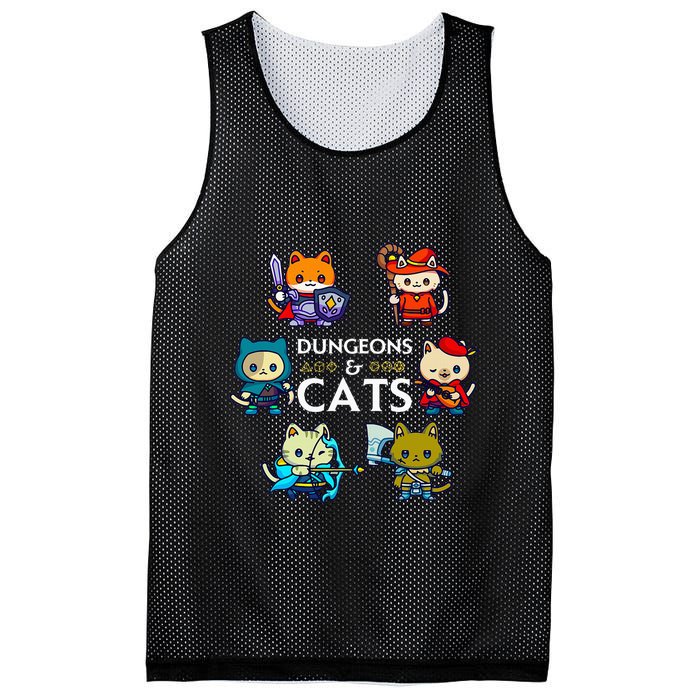 Rpg Gamer And Cats D20 Dice Nerdy Mesh Reversible Basketball Jersey Tank