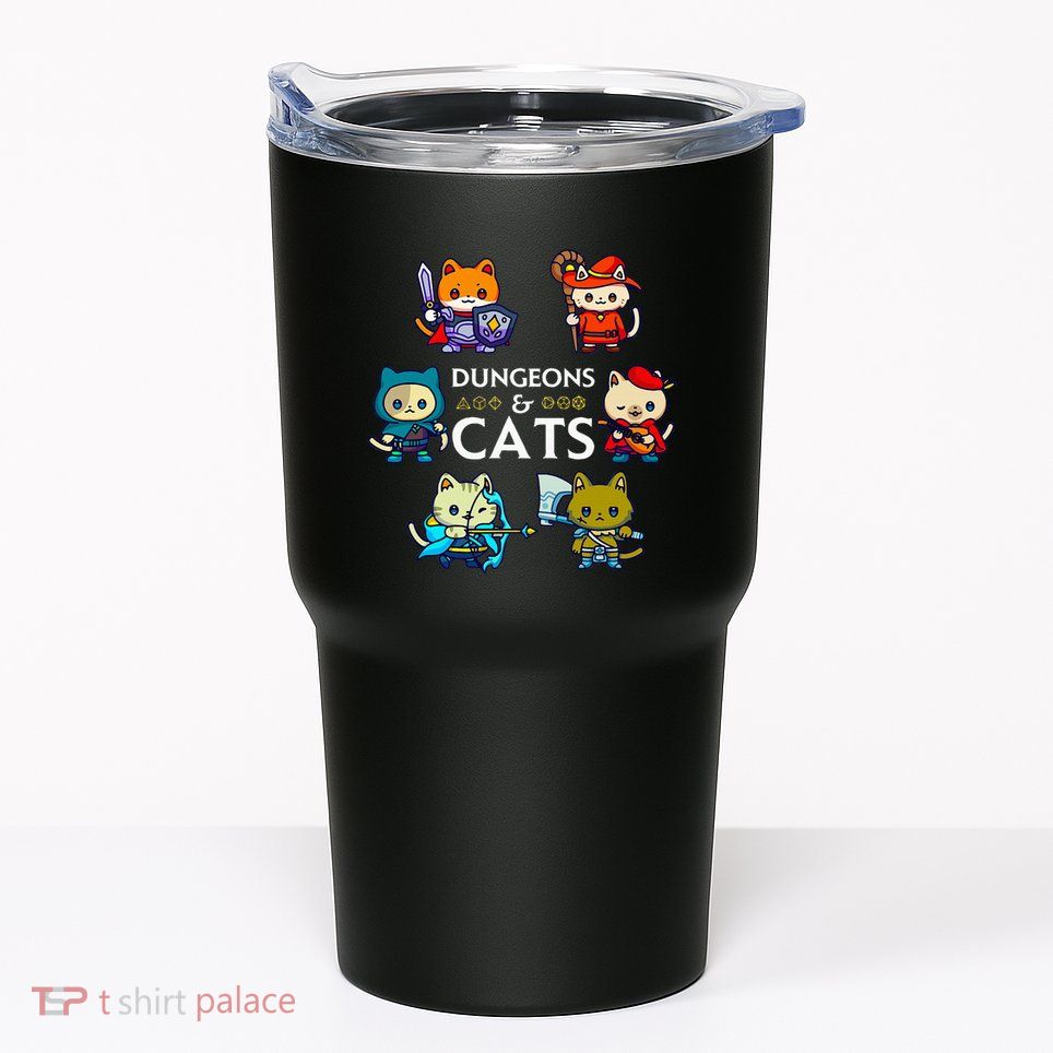 Rpg Gamer And Cats D20 Dice Nerdy Tumbler