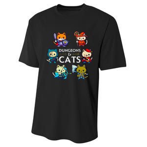 Rpg Gamer And Cats D20 Dice Nerdy Performance Sprint T-Shirt