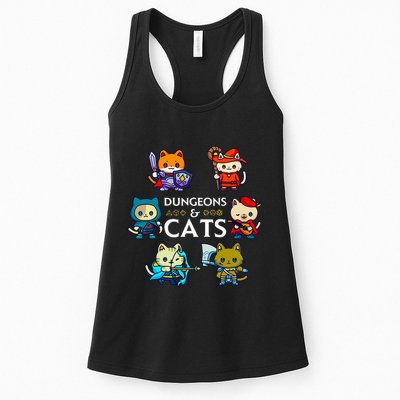 Rpg Gamer And Cats D20 Dice Nerdy Womens Tank Top