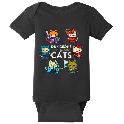 Rpg Gamer And Cats D20 Dice Nerdy Baby Bodysuit