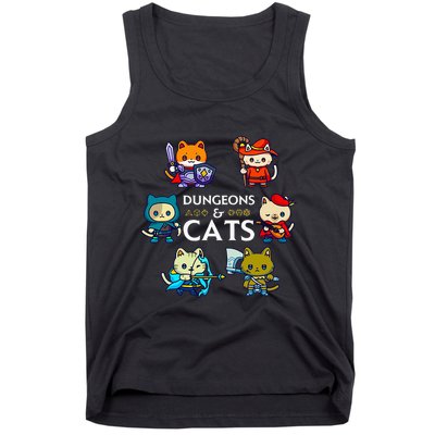 Rpg Gamer And Cats D20 Dice Nerdy Tank Top