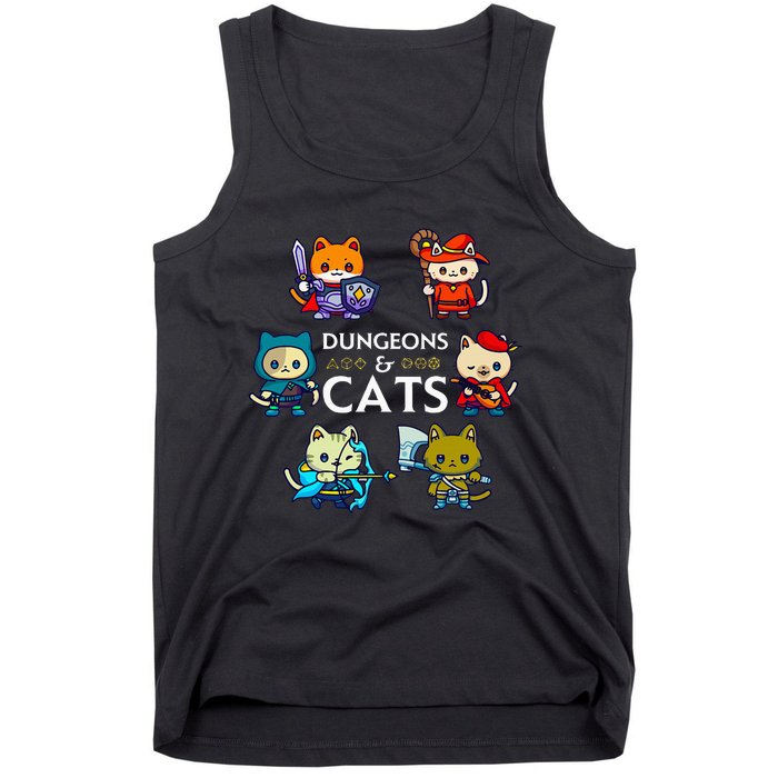 Rpg Gamer And Cats D20 Dice Nerdy Tank Top