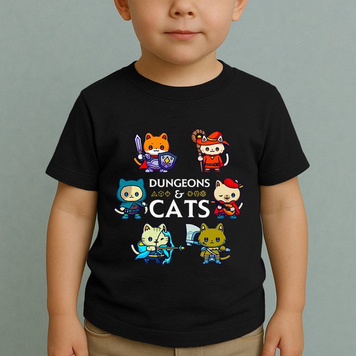 Rpg Gamer And Cats D20 Dice Nerdy Toddler T-Shirt