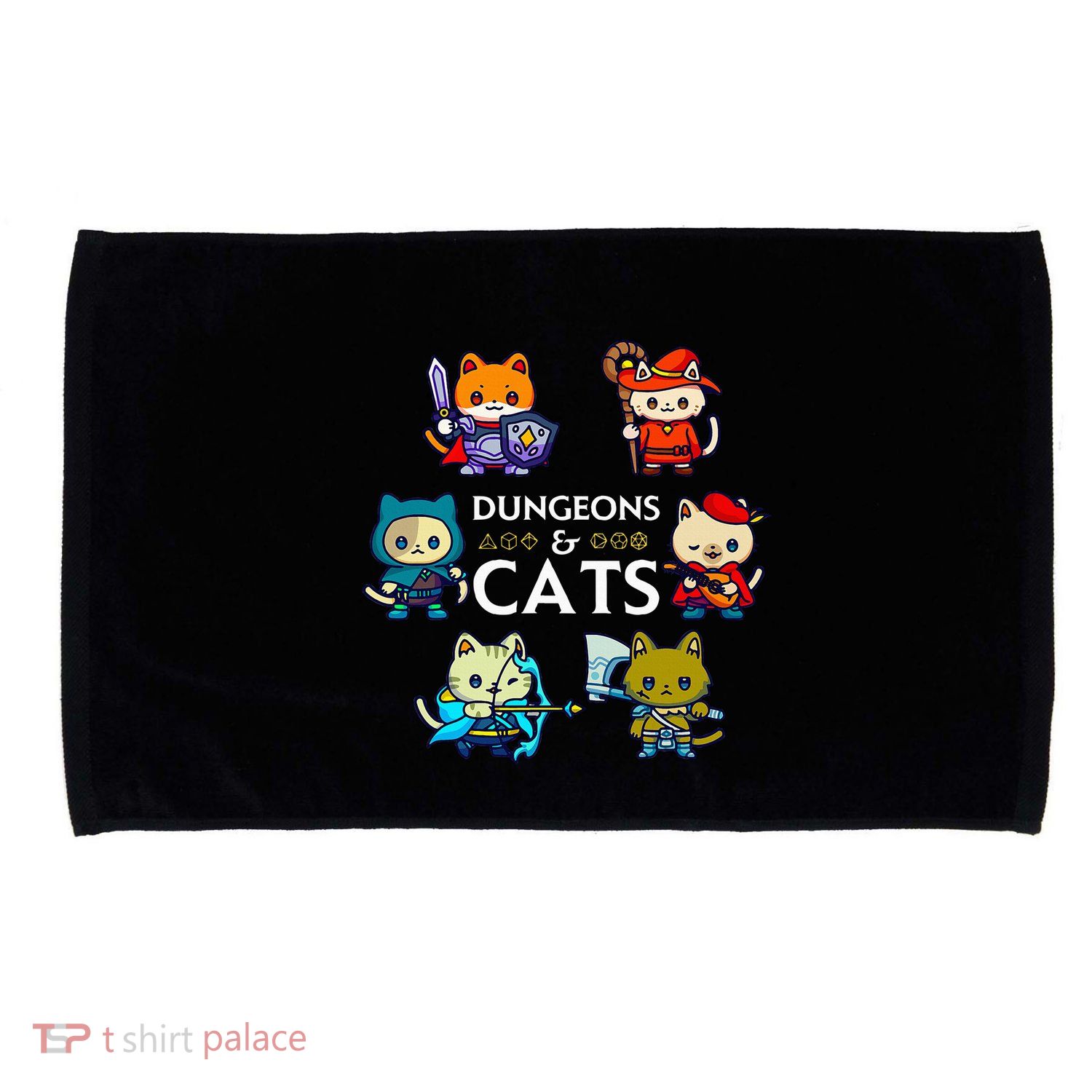 Rpg Gamer And Cats D20 Dice Nerdy Microfiber Hand Towel