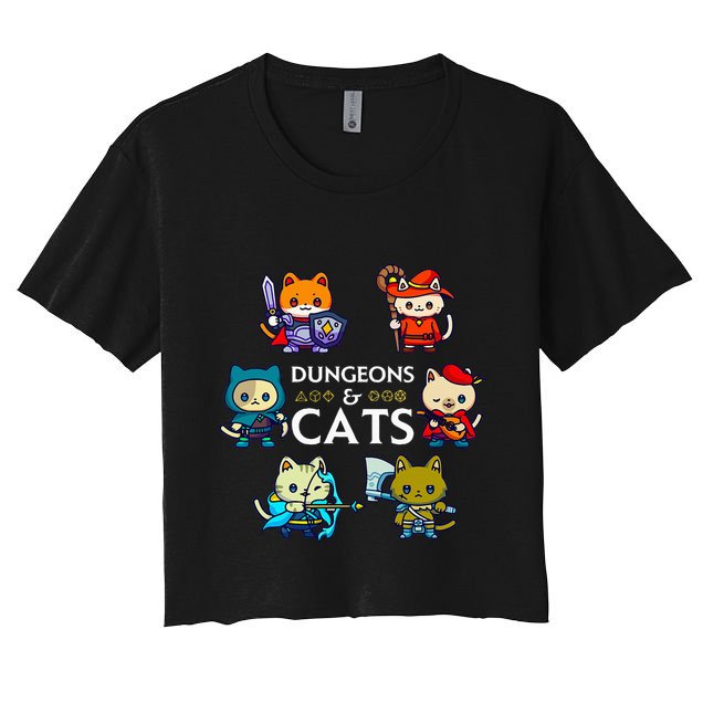 Rpg Gamer And Cats D20 Dice Nerdy Crop Top