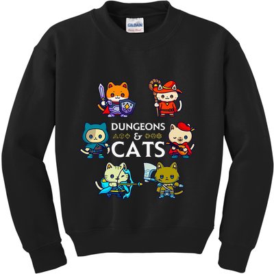 Rpg Gamer And Cats D20 Dice Nerdy Kids Sweatshirt