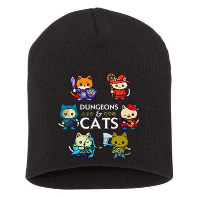 Rpg Gamer And Cats D20 Dice Nerdy Short Acrylic Beanie