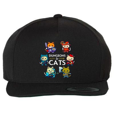 Rpg Gamer And Cats D20 Dice Nerdy Wool Snapback Cap