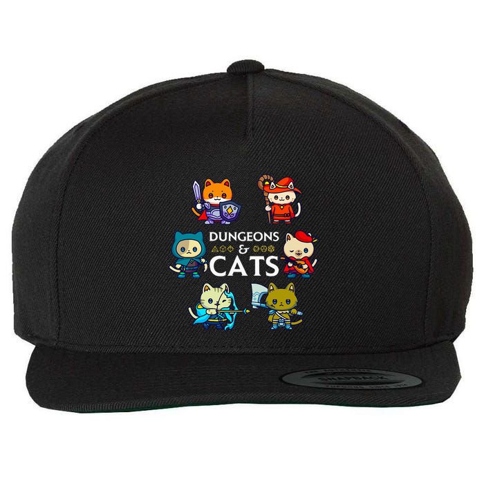 Rpg Gamer And Cats D20 Dice Nerdy Wool Snapback Cap