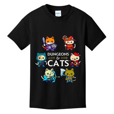 Rpg Gamer And Cats D20 Dice Nerdy Kids T-Shirt
