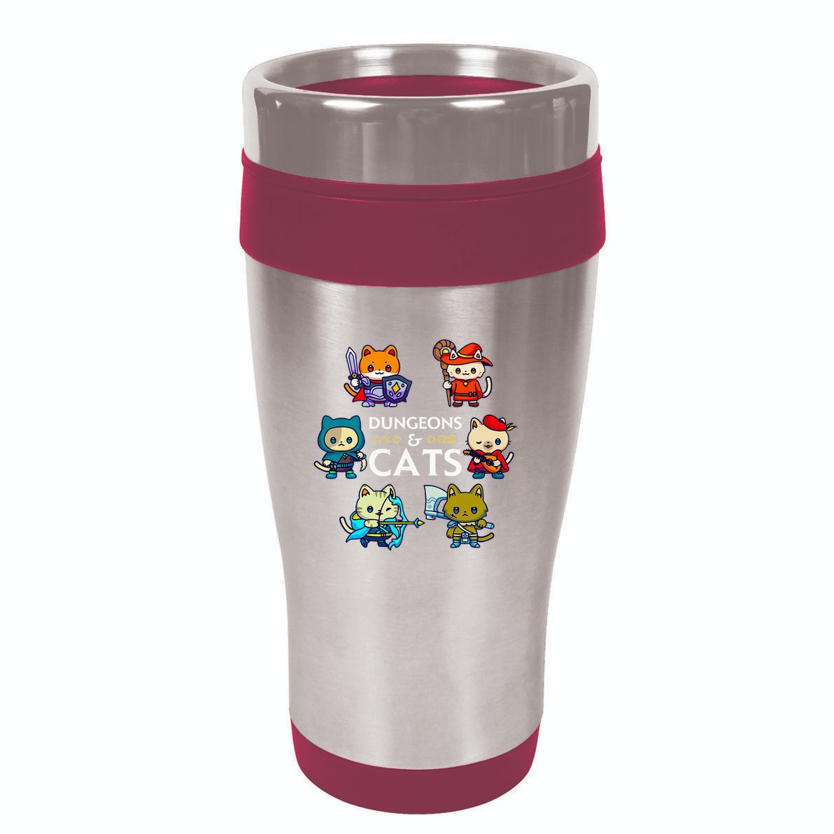 Rpg Gamer And Cats D20 Dice Nerdy 16oz Travel Tumbler