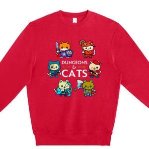 Rpg Gamer And Cats D20 Dice Nerdy Premium Crewneck Sweatshirt