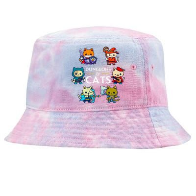 Rpg Gamer And Cats D20 Dice Nerdy Tie-Dyed Bucket Hat