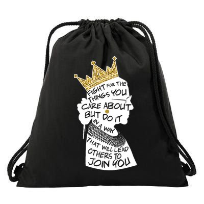 RGB Queen Crown Quote Tribute Ruth Bader Ginsburg Drawstring Bag
