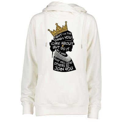 RGB Queen Crown Quote Tribute Ruth Bader Ginsburg Womens Funnel Neck Pullover Hood