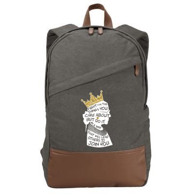 RGB Queen Crown Quote Tribute Ruth Bader Ginsburg Cotton Canvas Backpack
