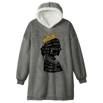 RGB Queen Crown Quote Tribute Ruth Bader Ginsburg Hooded Wearable Blanket