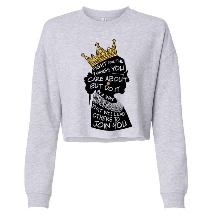 RGB Queen Crown Quote Tribute Ruth Bader Ginsburg Cropped Pullover Crew