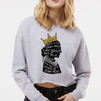 RGB Queen Crown Quote Tribute Ruth Bader Ginsburg Cropped Pullover Crew