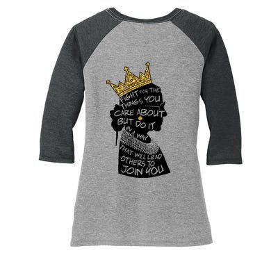 RGB Queen Crown Quote Tribute Ruth Bader Ginsburg Women's Tri-Blend 3/4-Sleeve Raglan Shirt